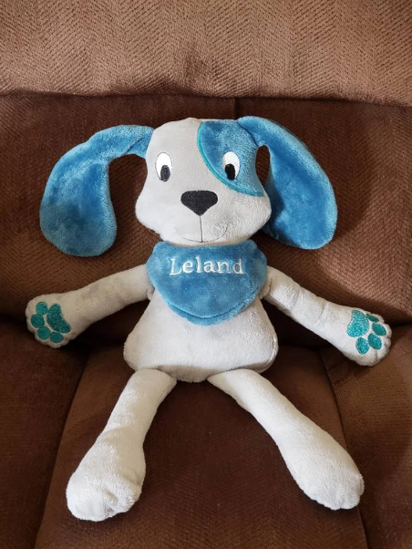 Personalized Embroidered Stuffed Dog Plush with Custom Name Bandana