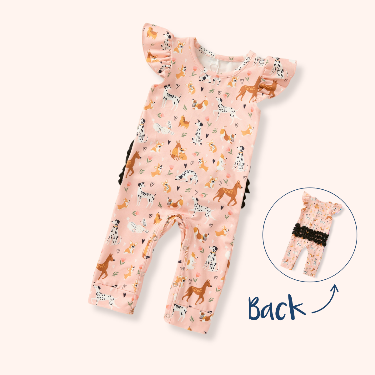 Playful Paws Girl Romper - Pete + Lucy Back View